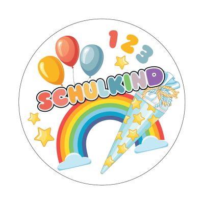 Zuckerpapieraufleger mit schulentütem Schulartikel und Text hurra schulkind!