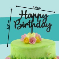 Cake-Topper Happy Birthday schwarz Maße