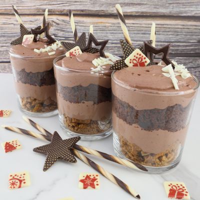 Schokoladendeko Weihnachts Set Quadrat auf Desserglas