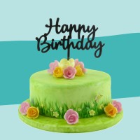 Cake-Topper Happy Birthday schwarz auf Torte