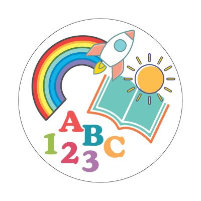  Zuckerpapieraufleger mit Buchstaben, Zahlen, Buch, Sonne, Rakete und Regenbogen
