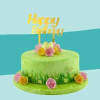Cake-Topper Happy Birthday Gold