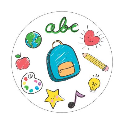 Zuckerpapieraufleger mit abc und bunten Schulsachen