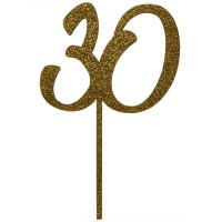 Cake-Topper 30 gold glitzer