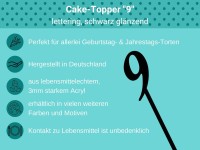 Cake-Topper schwarz 9 Bulletpoints
