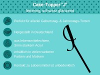 Cake-Topper lettering schwarz J Bulletpoints