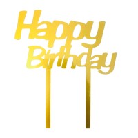 Cake-Topper Happy Birthday Gold
