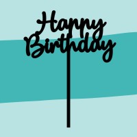 Cake-Topper Happy Birthday schwarz