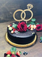 Cake Topper Doppelringe mit Herz
