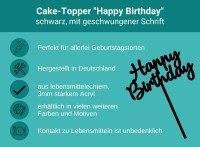 Cake-Topper Happy Birthday schwarz Bulletpoints