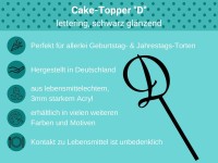 Cake-Topper lettering schwarz D Bulletpoints