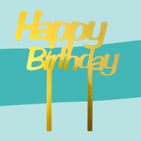 Cake-Topper Happy Birthday Gold