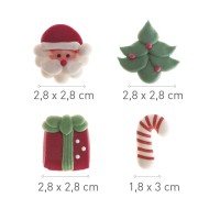 Zuckerfiguren Weihnachtsmotive - Weihnachtsmann, Geschenk, Tannenbaum, Zuckerstangen