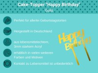Cake-Topper Happy Birthday Gold Bulletpoints