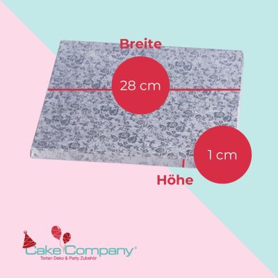 Tortenplatte quadratisch silber 28 x 28 cm 10 mm dick bemat