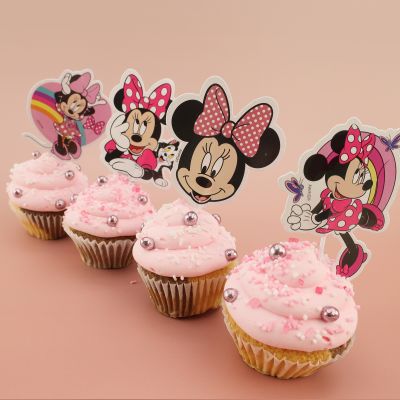 Süße rosa Muffins mit Minine-Mouse-Picks