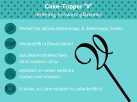 Cake-Topper schwarz V Bulletpoints