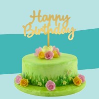 Cake-Topper "Happy Birthday" Gold